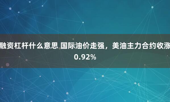 融资杠杆什么意思 国际油价走强，美油主力合约收涨0.92%